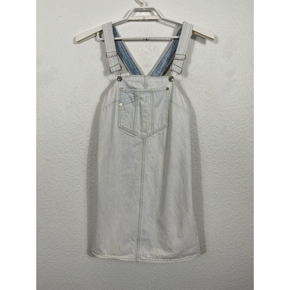 7 For All Mankind Denim Overall Dress Size Small Blue White Mini Bib